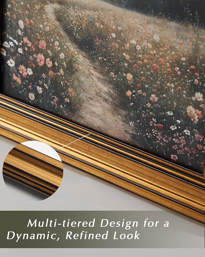 HUARCEY Gold Framed Vintage Wall Art for Living Room, Flower Painting Canvas Prints Shelf Decor for Kitchen, Aesthetic Room Decor Bedroom Wall Art, Floral Artwork for Friends or Family 8"x10"