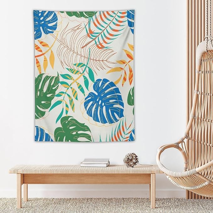 ICMOLYYENLO Tropical Green Plant Tapestry, Green Palm Leaves Natural Landscape Print Wall Tapestry for Bedroom Living Room Dormitory 30x40 Inch