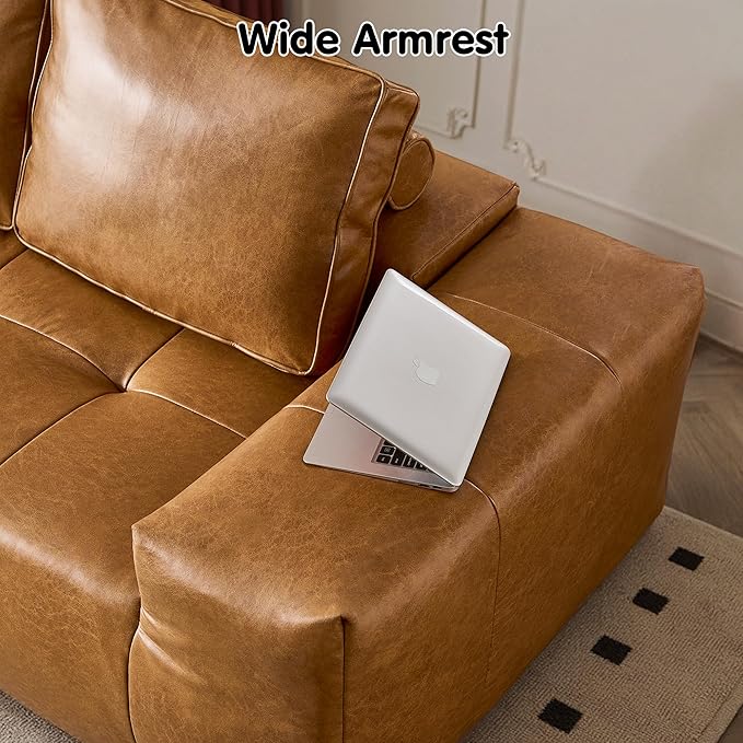ovios Sectional Cloud Couch for Living Room, Modular Floor Sofa with Plush Corduroy, No Assembly Required, Big Comfy Couches Set with Fluffy Memory Foam, Stupendous U Shaped Sofas with Chaise, Brown
