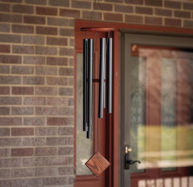 Woodstock Chimes Pluto Wind Chime for Outside 37" Black Teak Medium Tone Sound for Outdoor Garden, Patio, Porch Decor Gifts, Encore Collection, DCKT37