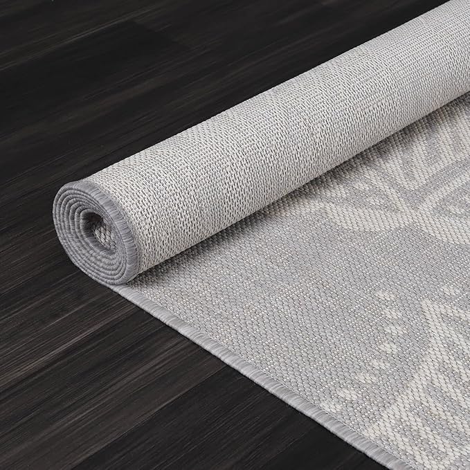 Medallion Outdoor Rug 8x10 Washable Outside Carpet for Indoor Patio Porch Waterproof Easy Cleaning Non Shedding Area Rugs Gray 8 x 10