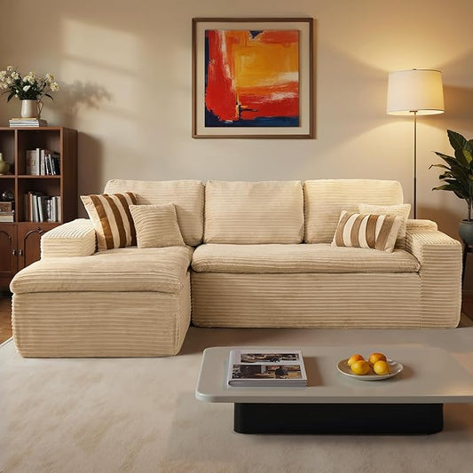 ovios 105” Modular Sectional Sofa with Thicken Seat Cushion, Cloud Couch with Deep Seat, Modern L-Shape Sofas Couches with Chaise,Upholstered Couches for Living Room Bedroom,Camel