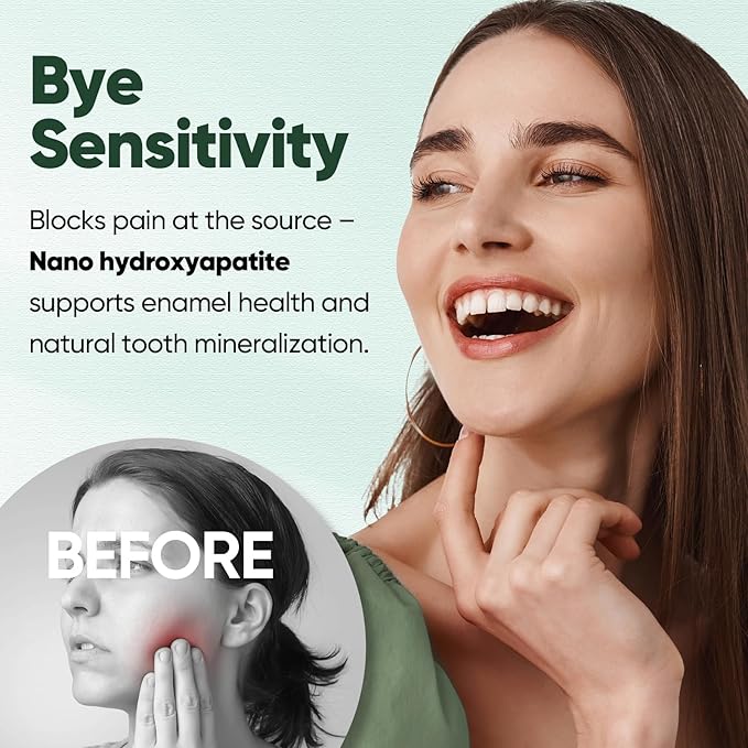 MySmile Fluoride Free Toothpaste, Nano Hydroxyapatite Toothpaste for Sensitive Teeth, Strengthens Enamel, Remineralizes & Whitens Teeth, Freshens Breath for Adults, SLS Free, Natural Misty Mint, 4.2oz