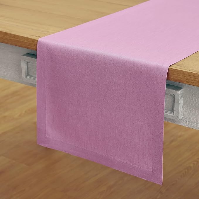 Solino Home Linen Violet Table Runner 60 Inches - 100% Pure Linen Farmhouse Short Table Runner 14 x 60 Inch Ideal for Dresser and Coffee Tables - Halloween - Fete