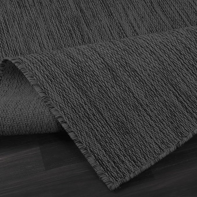 Washable Indoor Outdoor Rug 6x9 Weather Resistant Area Rugs Modern Solid for Porch Deck Balcony Backyard Patio Outside Carpet (6 X 9 Dark Grey)