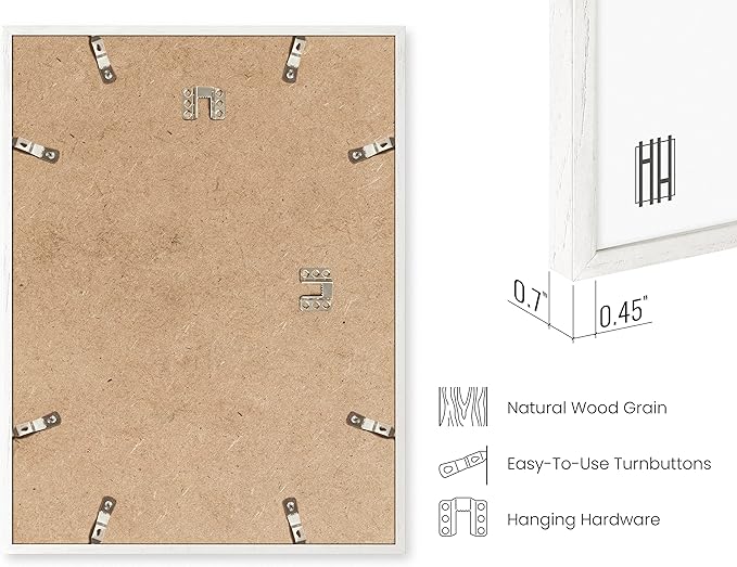 HAUS AND HUES White Oak 12x16 Inch White Picture Frames - Set of 6 White Frames Gallery Wall, White Picture Frames 12x16, White Gallery Wall Frame Set, White Picture Frames Pack (White Oak Frame)