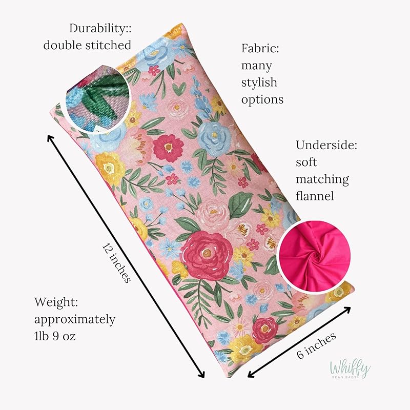 Large Microwave Heating Pad with Flax Seed, Scented or Unscented, Good For Back Pain or Cramps, Moist Heat Therapy or Ice Pack, Microwavable Bean Bag, 6" x 12" (Roses, Lavender & Chamomile)
