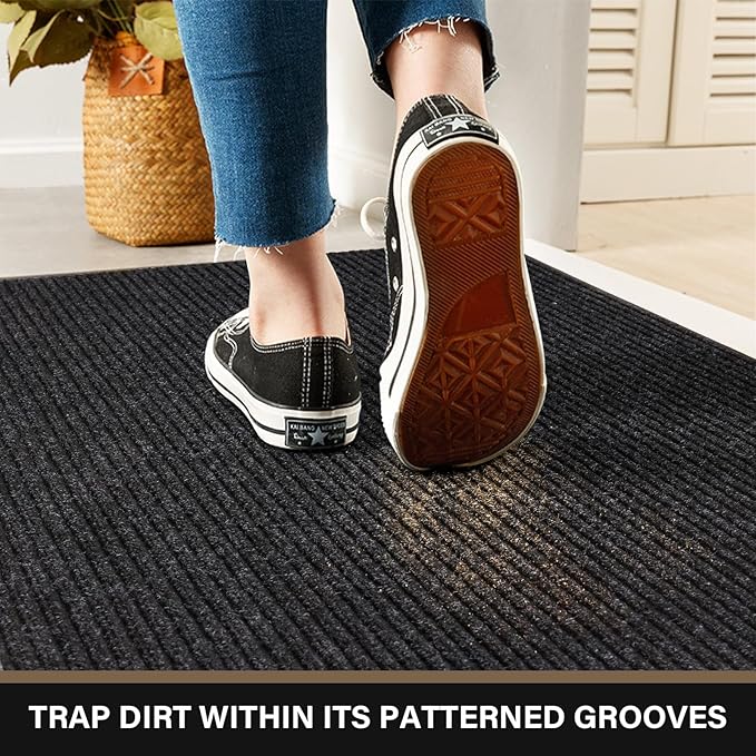 Large Front Door Mat, 48" x 36" Durable Front Doormat, Heavy Duty Large Welcome Door Matt for Home Entrance, No Slip Rubber Low Profile Door Mats for High Traffic Area
