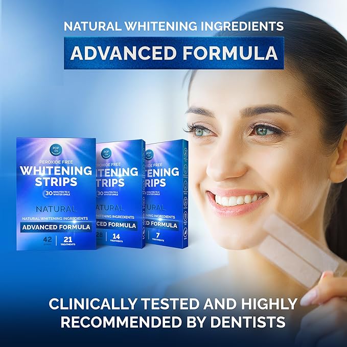 Whitening Strips for Sensitive Teeth 7 Treatments, Mint – Enamel Safe, Peroxide-Free Coconut Teeth Whitening Strips with Natural Enzymes – Gentle White Stips for Sensitive Gums & Daily Oral Care