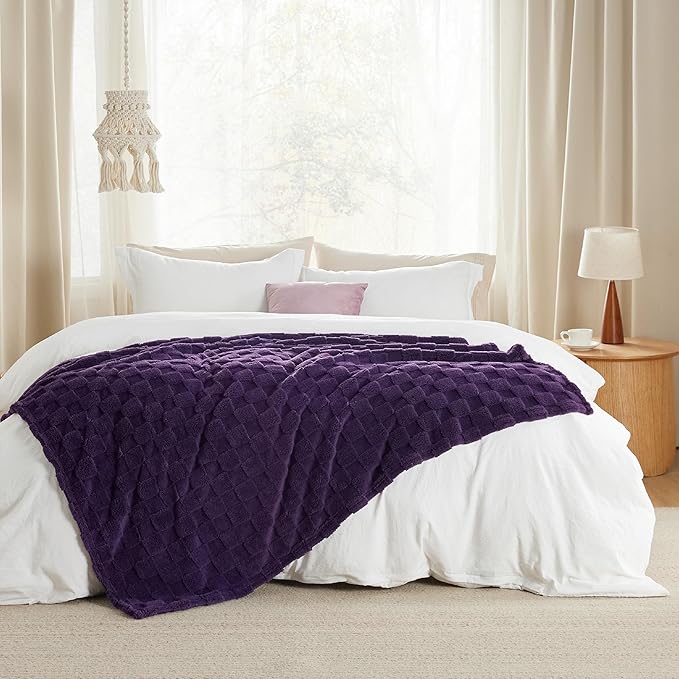 Bedsure GentleSoft Purple Throw Blanket for Couch - Super Soft Cozy Blankets Gifts for Women Men Girls, Cute Small Fleece Throws for Bedroom Home Decor, 50x70 Inches