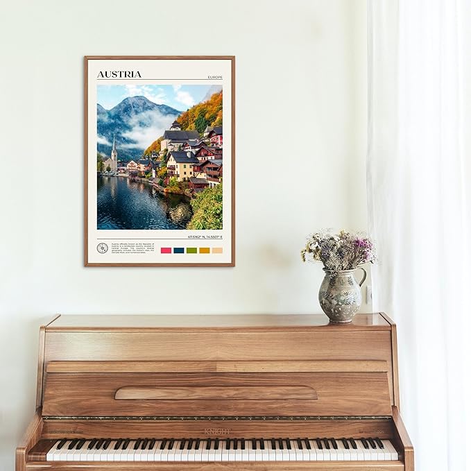 StudioUBILA Austria Wall Art Poster, Decorative Cityscape Landscape Art Prints, Home Decor Wall Art Print for Bedroom Living Room Kitchen Decorations, Unframed