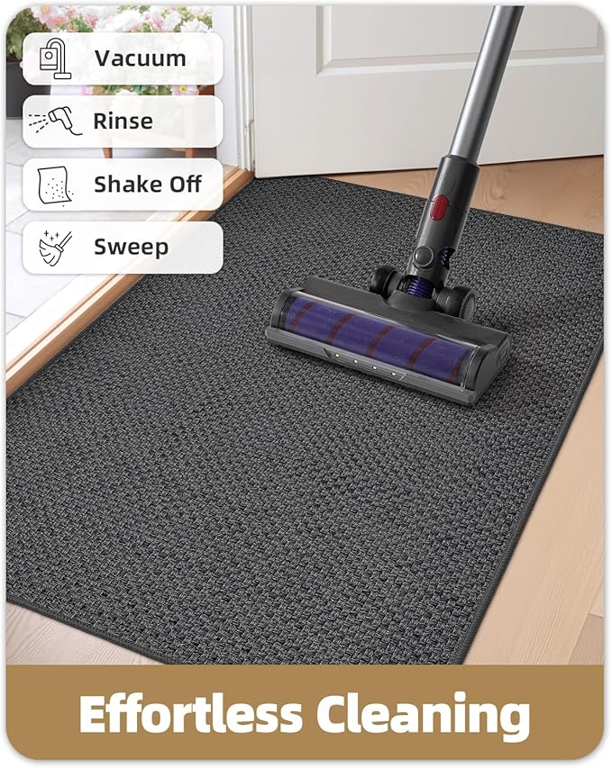 Color&Geometry Door Mat 24"x36", Front Door Mat Indoor Rugs for Entryway, Non Slip Washable Low-Profile Inside Doormat, Entry Mat Entry Rug Door Mats Indoor Entrance, Grey (Rolled-up NO Creases)