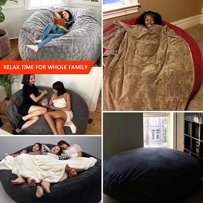 Big Huge Giant Bean Bag Chair for Adults, (No Filler) Bean Bag Chairs in Multiple Sizes and Colors Giant Foam-Filling Required- Machine Washable Covers, Double Stitched Seams (Peacock Blue,6FT)