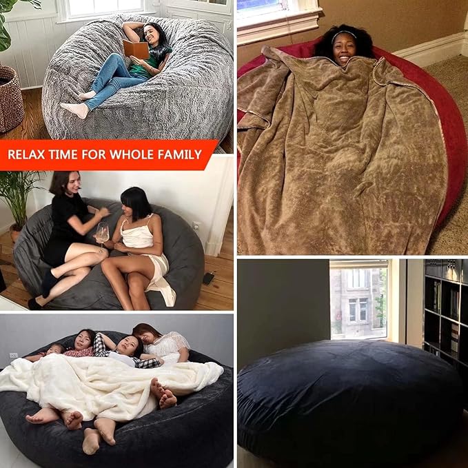 Big Huge Giant Bean Bag Chair for Adults, (No Filler) Bean Bag Chairs in Multiple Sizes and Colors Giant Foam-Filling Required- Machine Washable Covers, Double Stitched Seams (Pink,6FT)