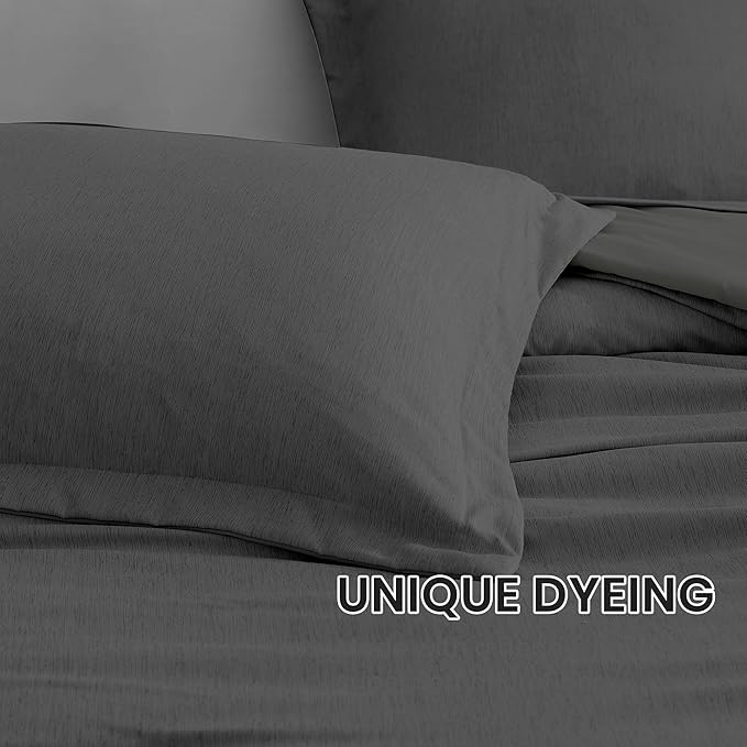 Monbix King Size Comforter Set, Dark Grey King Size Bed Set Reversible 7 Pieces, Cationic Dyeing Bed in a Bag with Comforter, Sheets, Pillowcases & Shams