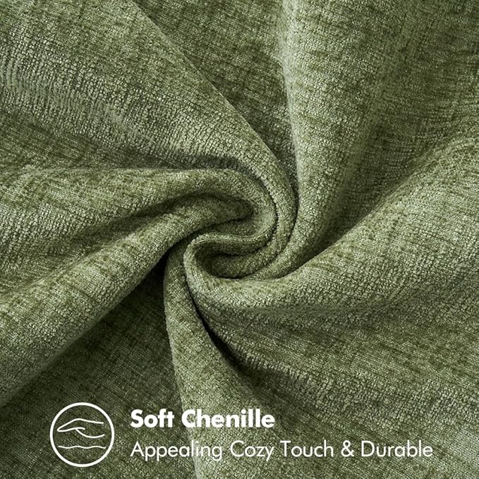 MIULEE Pack of 2 Couch Throw Pillow Covers 22x22 Inch Sage Green Farmhouse Decorative Pillow Covers with Stitched Edge Soft Chenille Solid Dyed Spring Pillow Covers for Sofa Bed Living Room