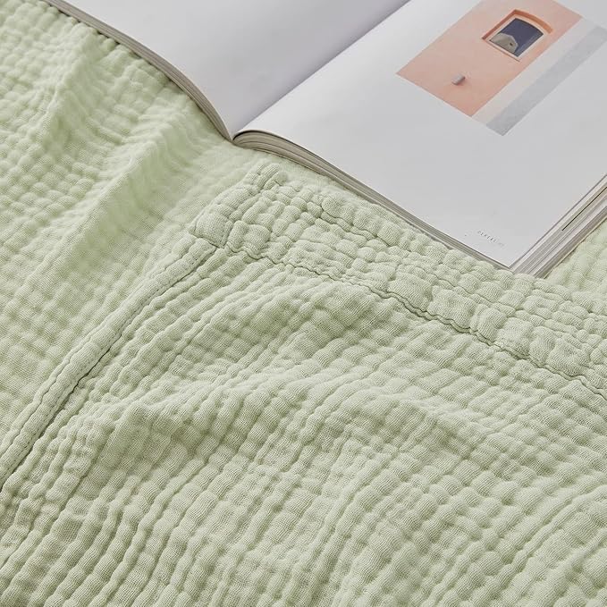 EMME Muslin Baby Blankets 100% Cotton 4-Layer Swaddle 40"x50" Lightweight Soft Breathable for Toddler, Infant, Newborn All Season Gauze Blanket, Mint Green