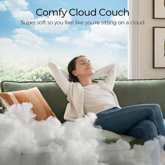 LINSY HOME Modular Sectional Sofa - 90'' Sleeper Sofa Cloud Couch Oversized Corduroy Sofa Bed with Movable Ottoman Soft Modern Comfy Couch for Living Room Apartment Office, Green