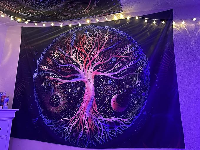 FORATER Tree of Life Tapestry Wall Hanging Colorful Life Tree Tapestries Aesthetic Sun and Moon Galaxy Wall Tapestry for Bedroom Living Room Dorm(53 x 61 Inch, Multicolor)