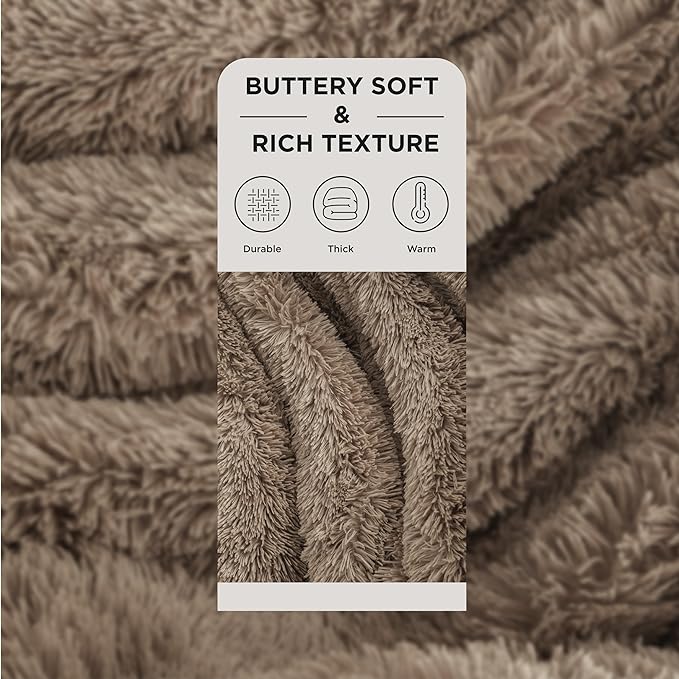 Bedsure GentleSoft Fuzzy Sherpa Faux Fur Twin Blanket, Brown Cozy Gifts for Women Men, Soft Fleece Plush Warm Minky Thick Blanket Twin Size for Bed, Couch, Brown Room Decor Dorm Essentials, 60x80