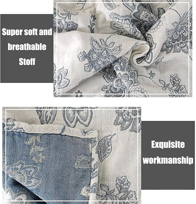 MSGKV Throw Blanket 100% Cotton Blankets Stitch Blanket,Versatile Knit Woven Super Soft Warm & Decorative Blankets for Chair Bed Sofa Couch and Bedroom Living Room,60''Wx 80''L
