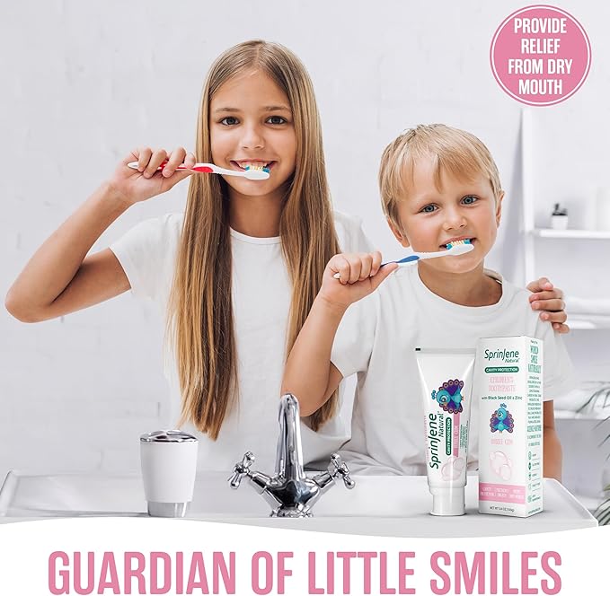 SprinJene Natural Kids Toothpaste, Bubblegum | Natural Children’s Toothpaste for Cavity Protection | Fluoride Toothpaste for Toddlers | 4 Pack