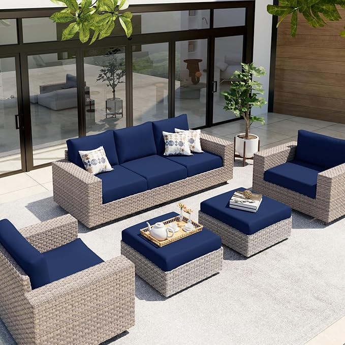 hyha Waterproof Couch Cushion Covers, Stretch Sofa Couch Seat Slipcover for Dog Washable, Non-Slip Waterproof Outdoor Cushion Covers for Patio Furniture Replacement (1 Piece for Large, Navy)
