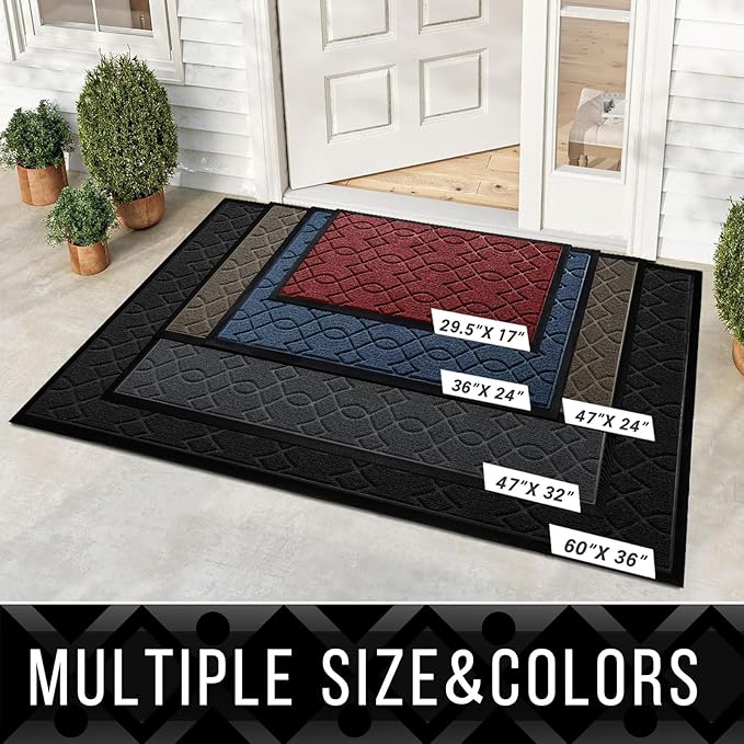 Yimobra Front Door Mat Outdoor Indoor 47x24, All-Season, All-Weather, Heavy Duty Welcome Door Mats Outside Entrance, Non Slip Porch Patio Entrance Mat, Blue