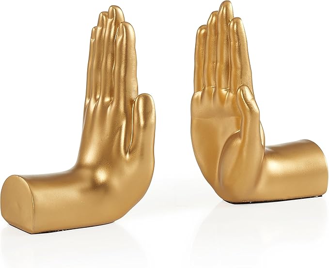 Danya B. Contemporary Accent Book Shelf Decor - Hands Sculpture Bookend Set of 2 (Silver)