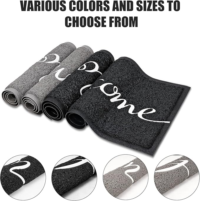 Door Mat, Welcome Mats Outdoor, Front Door Mat for Outside Entry, Doormat Outdoor/Indoor Entrance, Front Door Rugs for Entryway Indoor, for Entryway, High Traffic Areas (32"x20", Black)