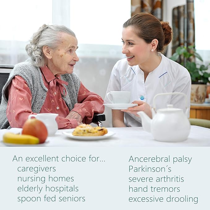 Adaptive Eating Utensils by Celley for Elderly, Handicapped | 4pc Easy Grip Silverware Stainless Steel Knife, Fork, 2 Spoons – (Black)