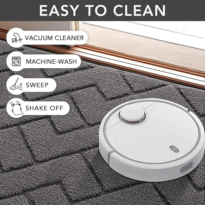 hicorfe Indoor Doormat, Odor-Free Door mat, Non Slip Door Mats 20"x31.5" Absorbent Resist Dirt Entrance Inside Floor Mats for Entryway Washable Low-Profile (Grey)