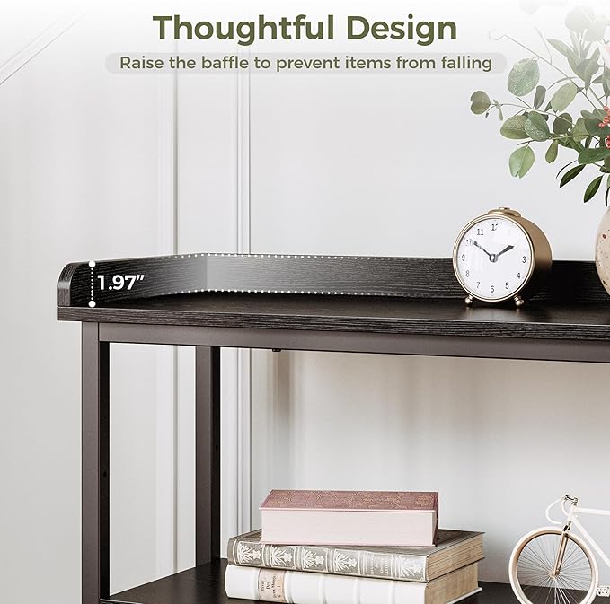 IRONCK Console Table, Sofa Table with Power Outlet, Farmhouse Hallway Table for Entryway, Living Room, Height Adjustable, Easy Assembly, Vintage Black,55"