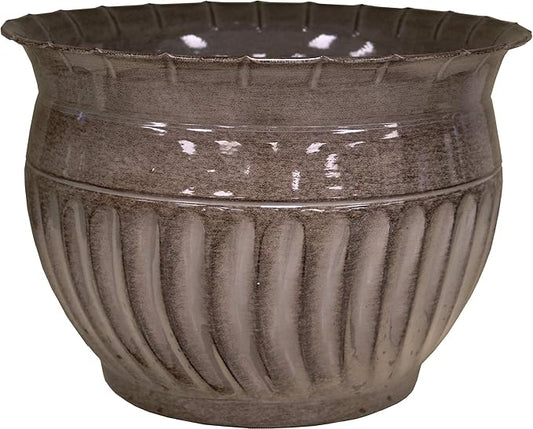 Headwind 6" Sutton - Rosewood Brown, Ironstone Metal Planter Pot. Indoor Outdoor Use