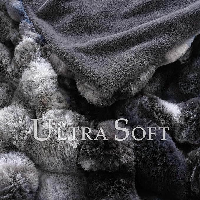 BENVWE Fluffy Faux Fur Throw Blanket for Couch, Soft Plush Thick Cozy Fuzzy Luxury Minky Bubble Blanket for Home Living Room Decor Gift for Women, Tie-dye Grey, 60" x 80", 1100GSM