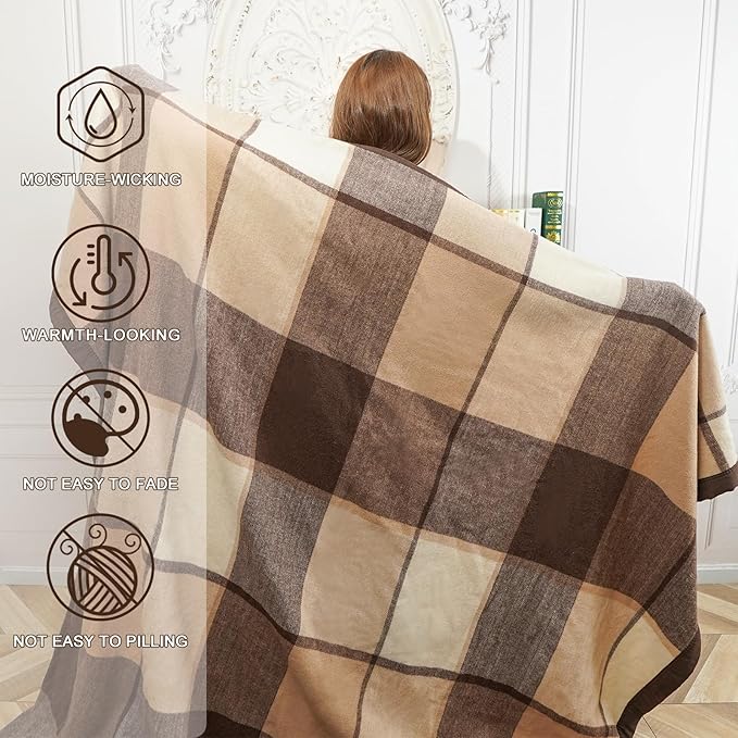 YOUR MOON 100% Pure Wool Twin Size, Australian Organic Natural Wool Blankets, Hypoallergenic Blanket for Bed, Medium Weight(Coffee, 66 * 90)