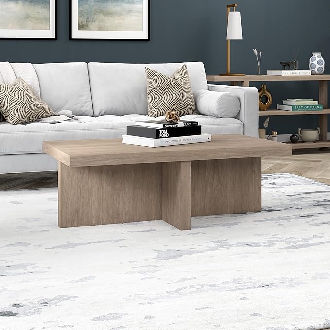 Henn&Hart Elna Coffee Table, 44" Wide,Grey