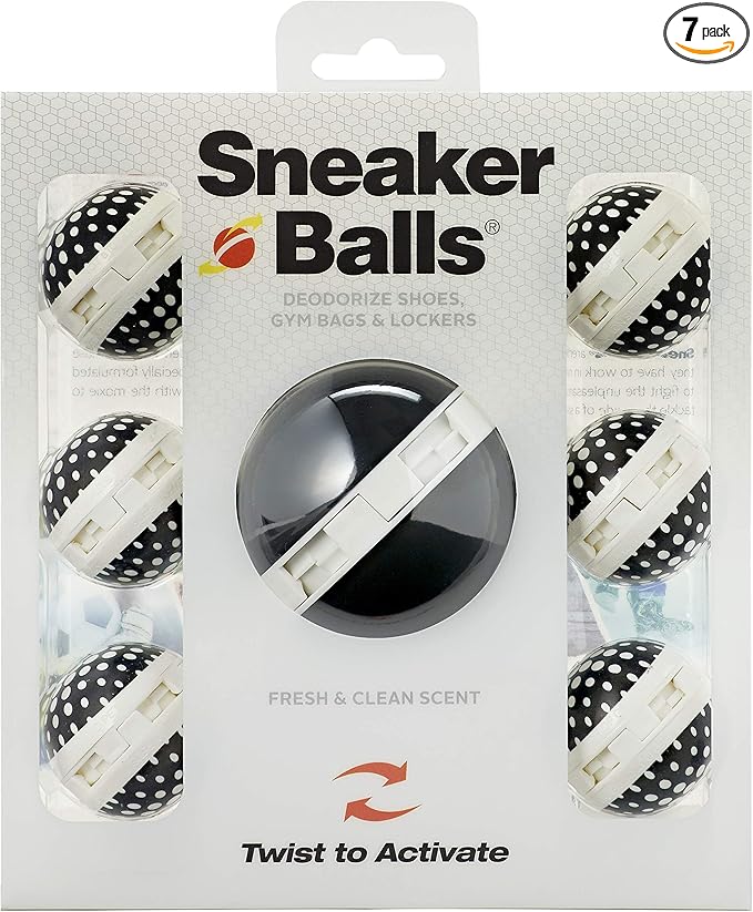 Sneaker Balls Odor-Fighting Shoe Fresheners, Eliminates Unpleasant Smells, Perfect For Sneakers, Gym Bags, Gear Bags, Drawers, Lockers, And More!, Powerball, 7 Pack
