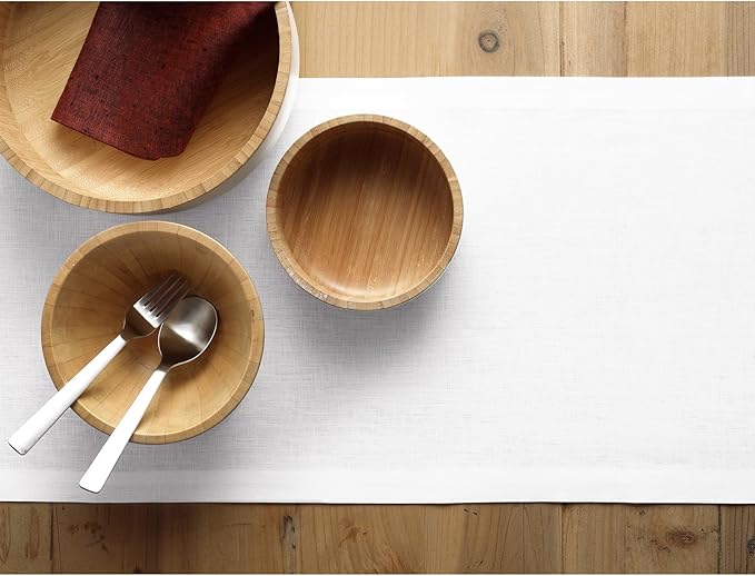 Solino Home Linen White Table Runner 108 Inches Long - 100% Pure Linen Dining Table Runner 14 x 108 Inch for Fall, Autumn, Halloween, Thanksgiving - Fete