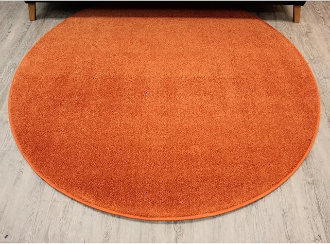 KOECKRITZ Soft and Colorful Kids Classroom Area Rugs (Passes Flammability Pill Test) Many Sizes and Bright Colors to Select from (8' Round, Tangerine)