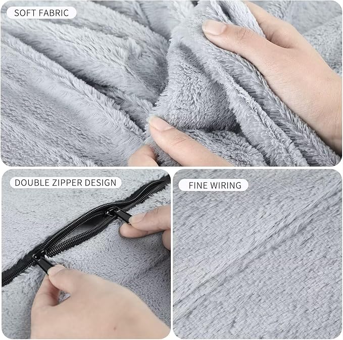 Bean Bag Chair for Adults 5FT,Soft Removable Cover for Teens/Girls Bedroom,Fluffy Giant Round Floor Beanbag Lounger Chairs (No Filler,Light Gray)
