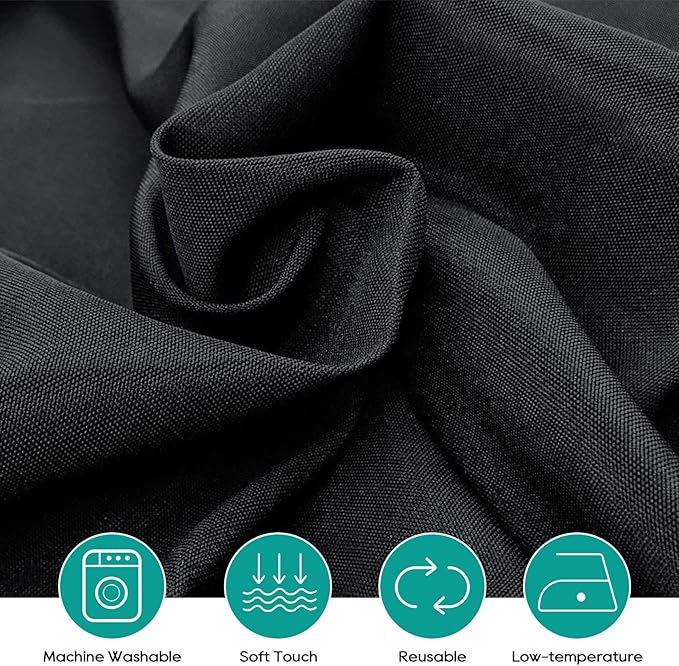 Surmente 132 inch Round Tablecloths -10 Pack Black Round Table Cloths, Polyester Fabric Table Covers for Wedding, Party, Banquet, or Restaurant