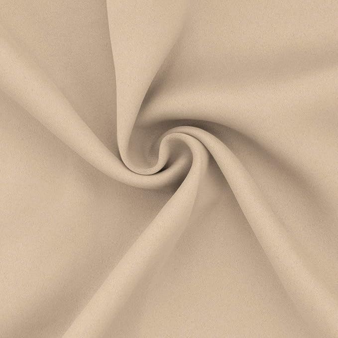 Easy-Going Blackout Curtains for Bedroom, Solid Thermal Insulated Grommet and Noise Reduction Window Drapes, Room Darkening Curtains for Living Room, 2 Panels (52x84 in,Beige)