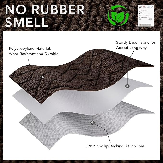 hicorfe Indoor Doormat,Front Back Door Mat Rubber Backing Non Slip Door Mats 20"x59" Absorbent Resist Dirt Entrance Doormat Inside Floor Mats Entryway Washable Low-Profile for Patio,Garden(Coffee)