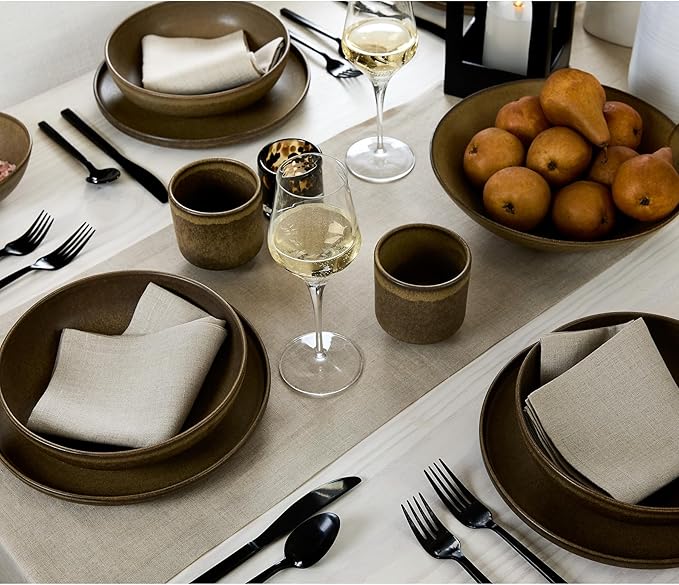 Solino Home Linen Natural Table Runner 36 Inches - 100% Pure Linen Small Table Runner 14 x 36 Inch Ideal for Dresser and Coffee Tables - Fall, Autumn, Thanksgiving - Fete