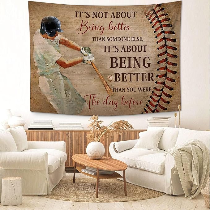 yowecso Baseball Tapestry Sport Theme Tapestry Wall Hanging for Bedroom Baseball Tapestries Aesthetic Wall Decor for Home Dorm Living Room 60"x90"