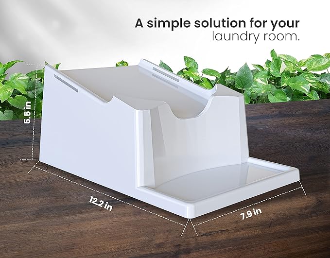 TidyFriend Liquid Laundry Detergent Holder Stand with Drip Tray & Rubber-Grip Feet, Stand for Laundry Room Organization and Storage, Fabric Softener Dispenser with Cup Holder for Easy Pouring (White)