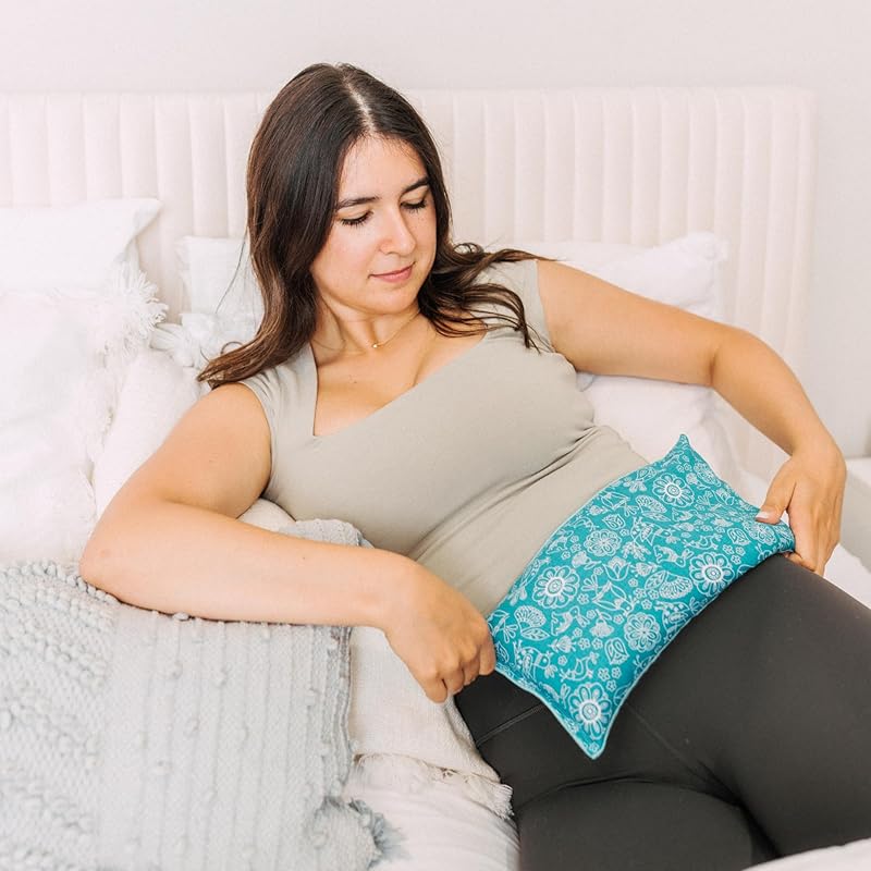 Large Microwave Heating Pad with Flax Seed, Scented or Unscented, Good For Back Pain or Cramps, Moist Heat Therapy or Ice Pack, Microwavable Bean Bag, 6" x 12" (Mushroom, Peppermint & Chamomile)