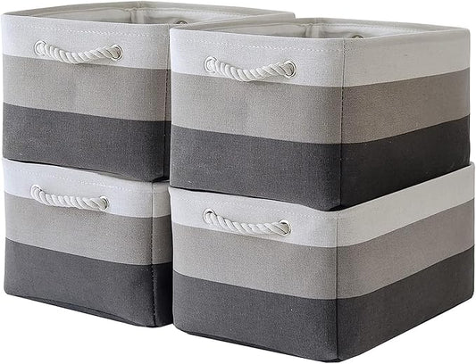 TcaFmac Storage Basket for Organizing - Large 4 Pack 16x12x8 inch Fabric Storage Bins for Shelves, Collapsible Storage Cubes for Closet Cloth Toy Gift Kids (Gradient Gray)