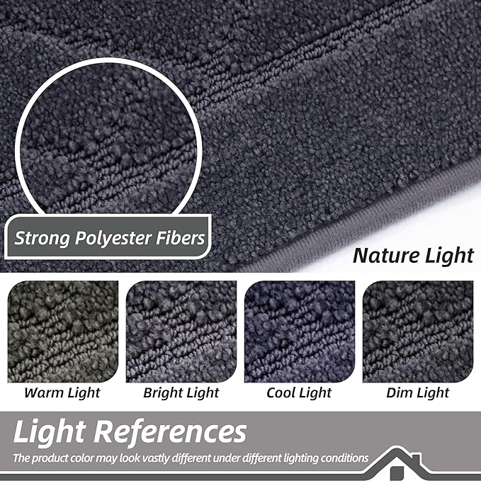 BEQHAUSE Dirt Trapper Door Mat 20" x 32", Doormat Non-Slip Entryway Rugs Washable, Dog Door Mat Stain Resistant and Absorbent Welcome Floor Mat for Front Back Door, Muddy Wet Shoes & Paws, Dark Grey